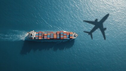 Cargo and oil tanker ships on the sea near a harbor for transportation and trade