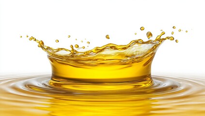 Golden Crown Splash: A captivating close-up showcases a vibrant golden liquid gracefully forming a crown-like splash, creating a mesmerizing spectacle of liquid dynamics. 