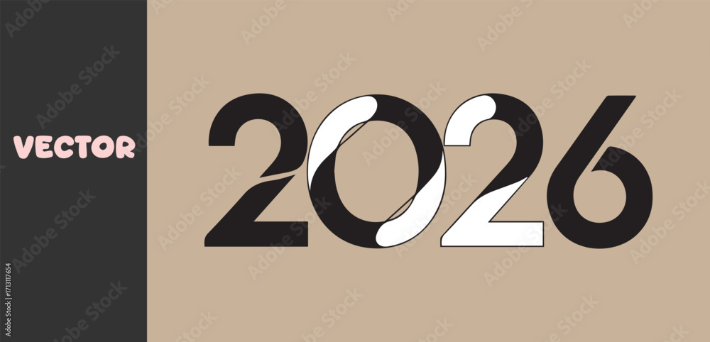 Poster bold graphic design of the year 2026 with a unique textured font