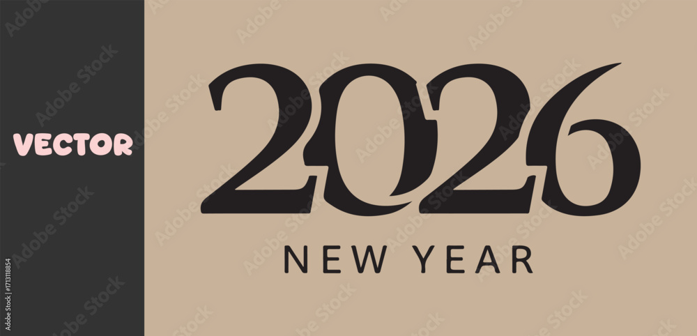 Poster stylish 2026 new year text design with vector graphic element