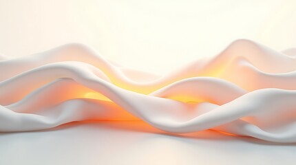 Naklejka premium Abstract Flowing Fabric with Orange and White Gradient