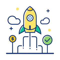 Rocket launch symbolizing business startup and financial success