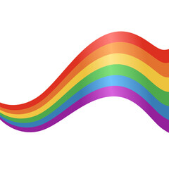 Waving rainbow LGBT flag isolated on png or transparent background, Symbol of LGBT gay pride, vector 10 eps.