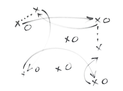 Hand draw strategy game plan for football, basketball, handball, sketched black marker, isolated on white, clipping path, design elements - Powered by Adobe