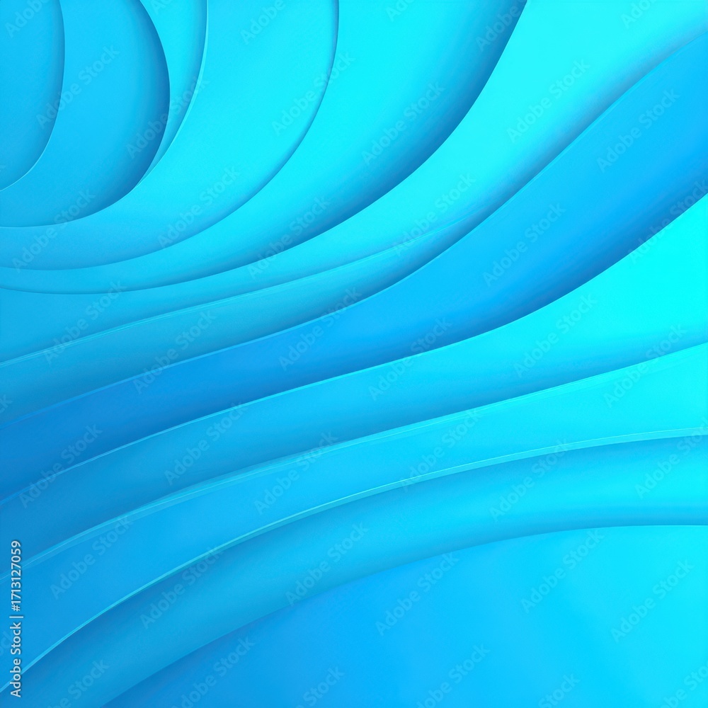 Poster dynamic aqua blue abstract background with smooth flowing gradient waves.