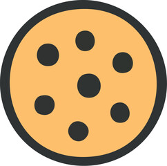 Fototapeta premium Simple Round Cookie Icon with Dark Chocolate Chips.