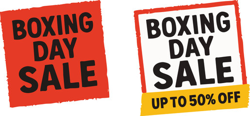 Boxing Day Sale Signs with Discount Information.