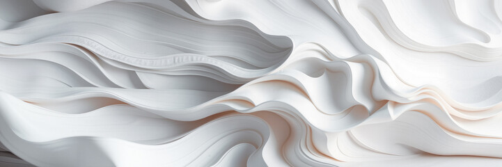 Elegant Abstract Background with Soft White Flowing Waves and Smooth Curves, for modern design concepts, luxury branding, and minimal aesthetics.