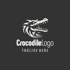 Stunning Black White Crocodile Vector