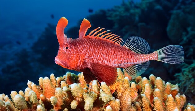 Horseshoe Hawkfish On Hard Coral