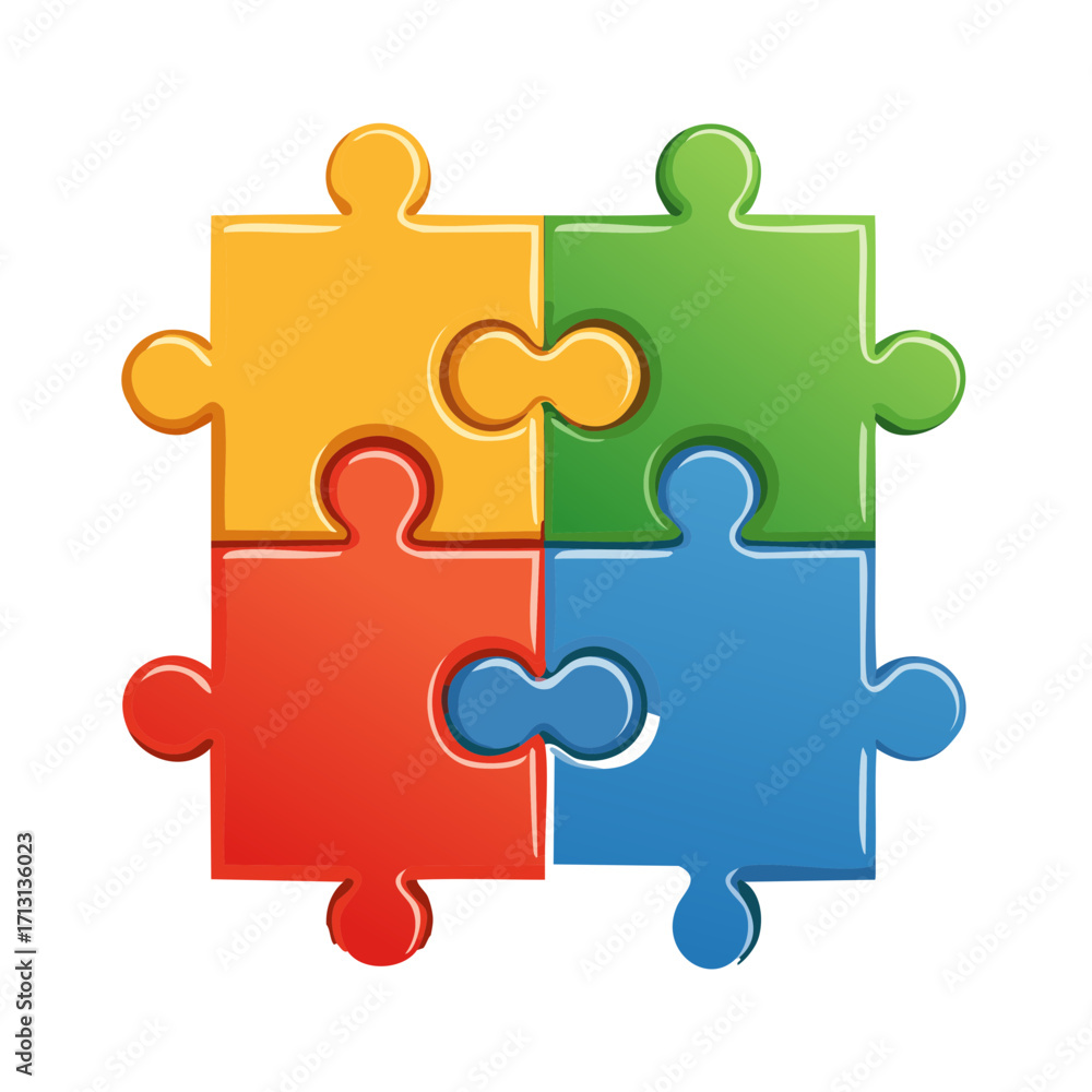 Poster connected puzzle pieces symbolizing collaboration teamwork and unity