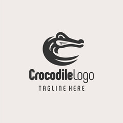 Unique Monochrome Crocodile Logo Design
