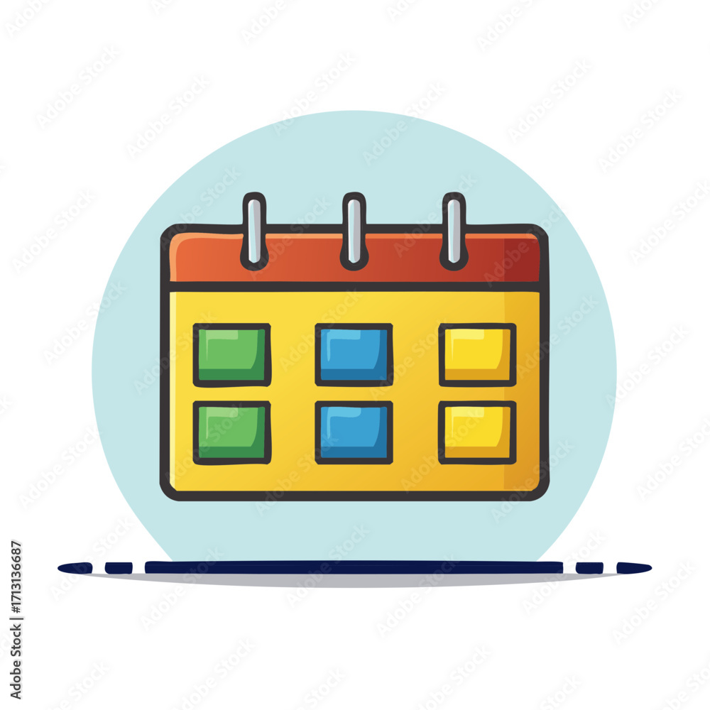 Poster simple colorful calendar grid icon for planning events and scheduling appointments