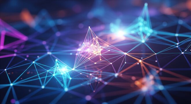 Leuchtendes neuronales Netzwerk auf dunklem Hintergrund