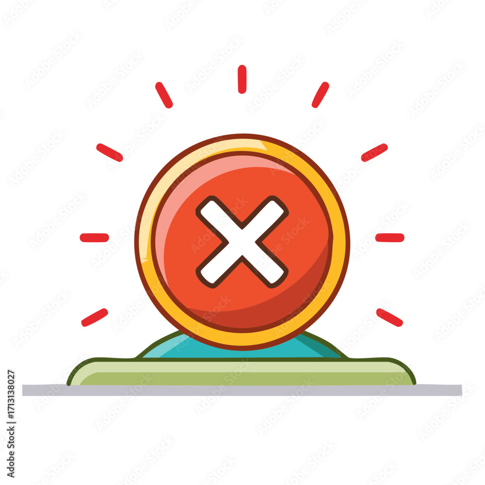 Aufkleber red x mark button illustration showing warning or error notification