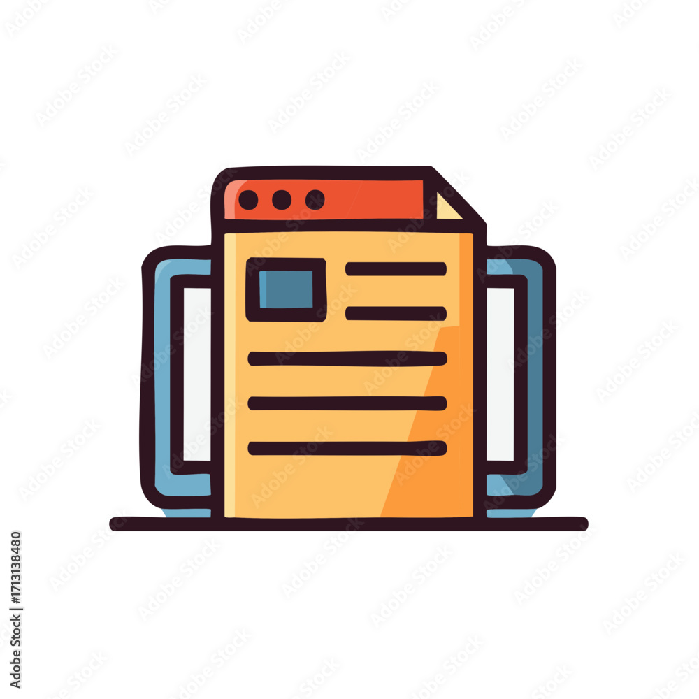 Aufkleber digital report interface icon, modern colorful page layout with text blocks and app design