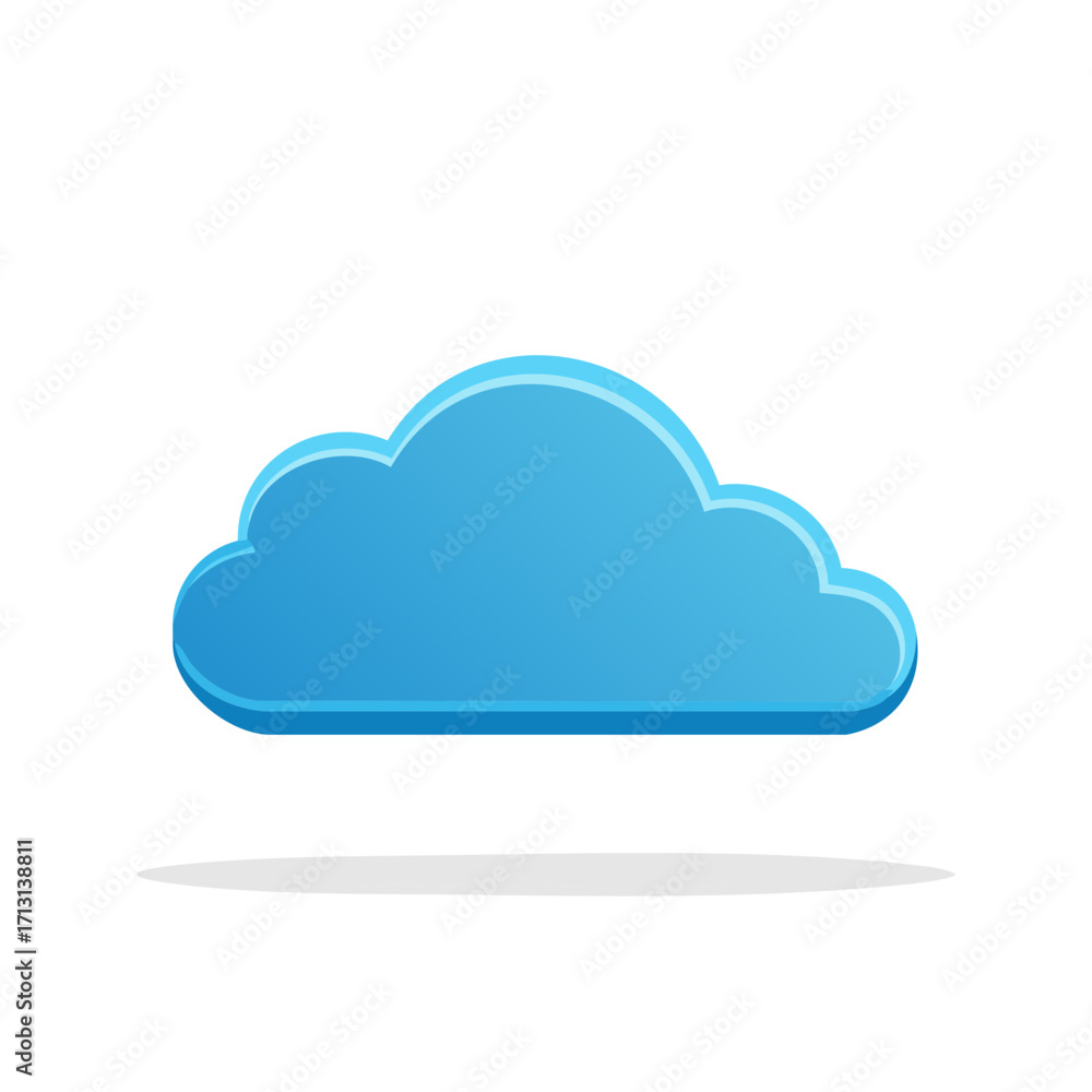 Poster blue 3d cloud icon for cloud computing and data storage vector illustration