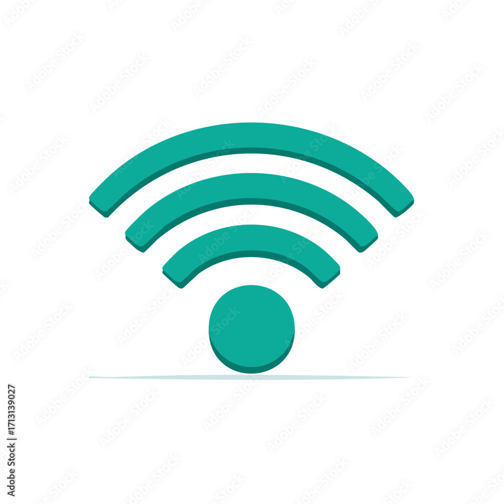 Poster illustrative wi-fi symbol design with green arcs and circle for wireless connectivity and technology