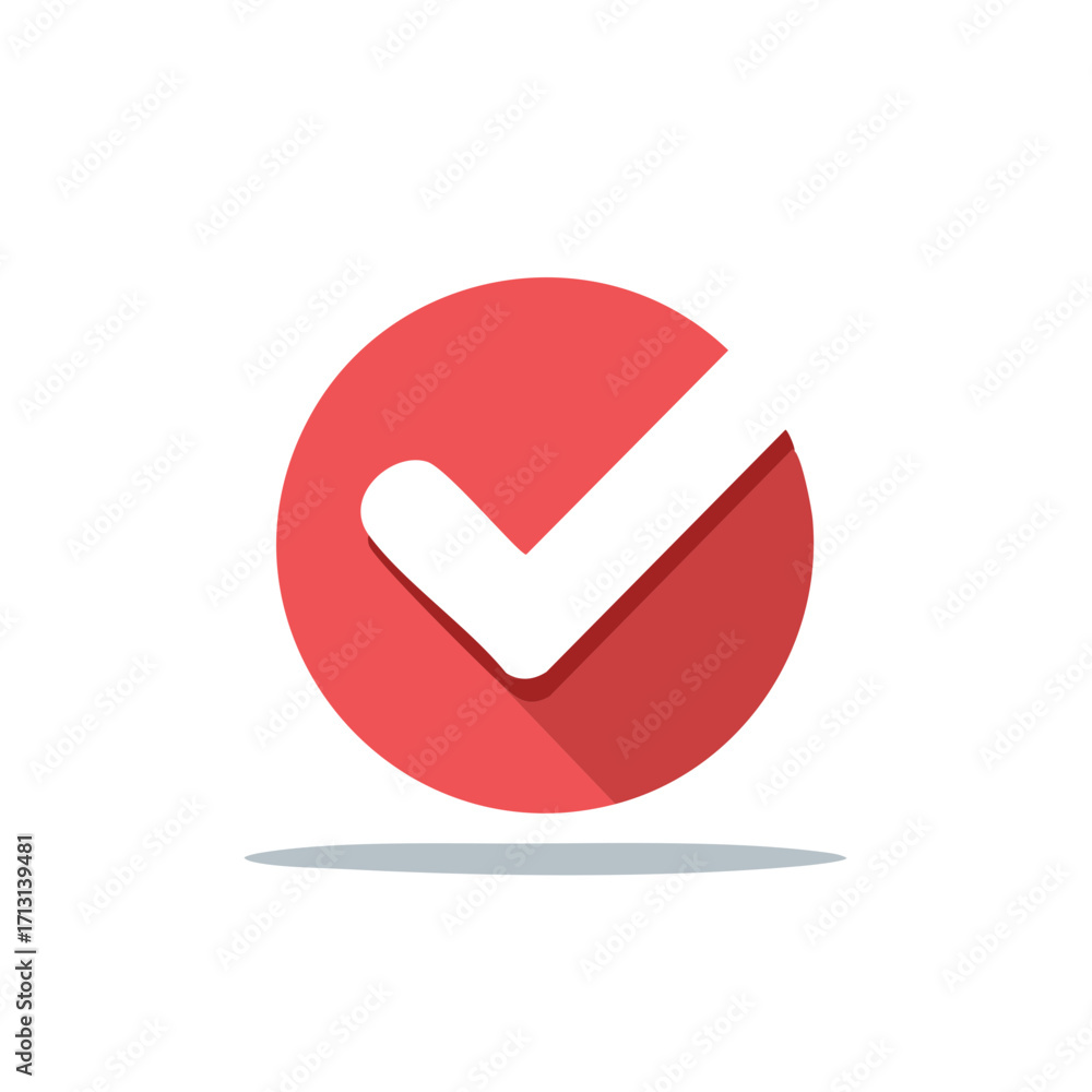 Poster red check mark icon design in a circle