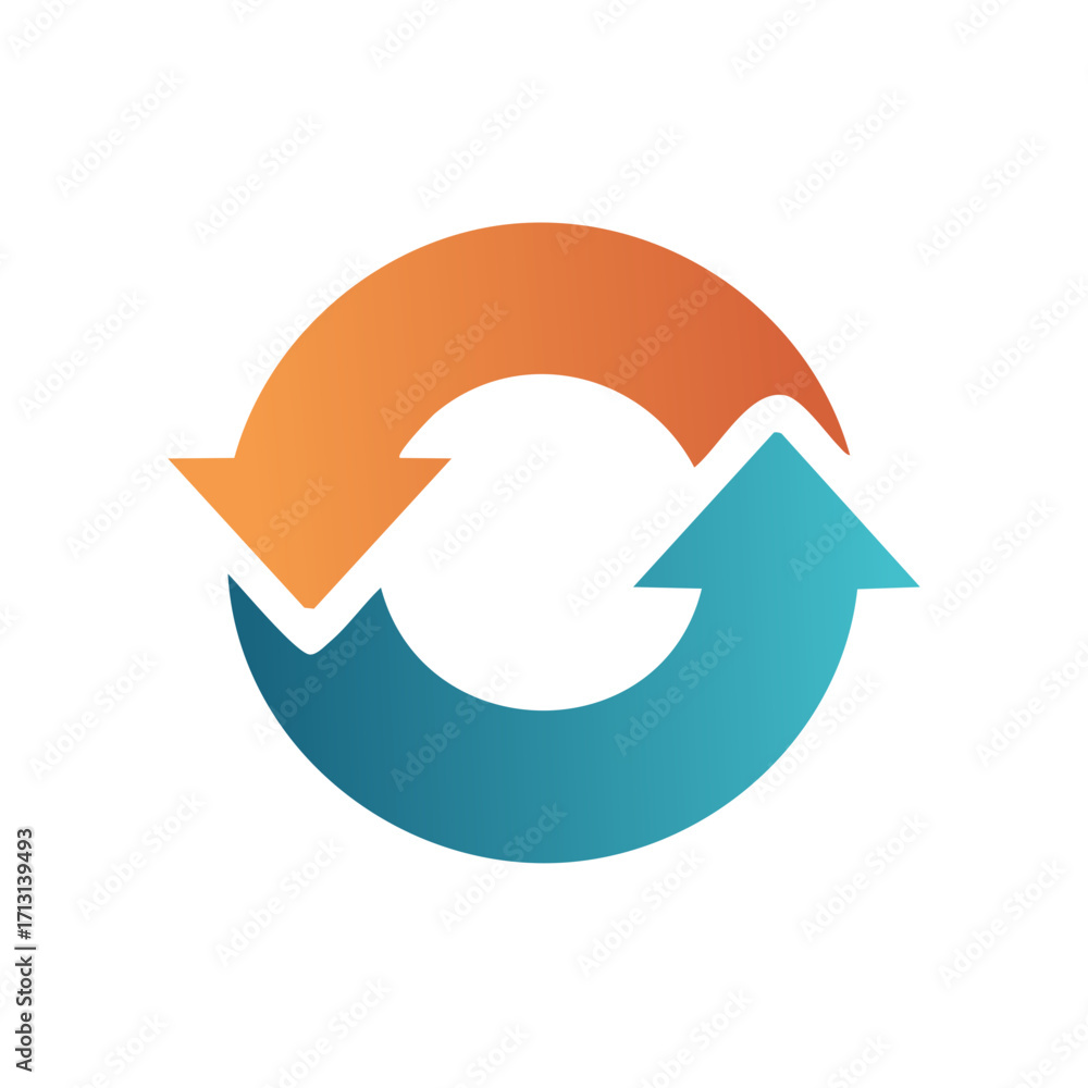 Aufkleber circular arrows graphic with orange and blue gradient indicating refresh reload recycle loop rotatio