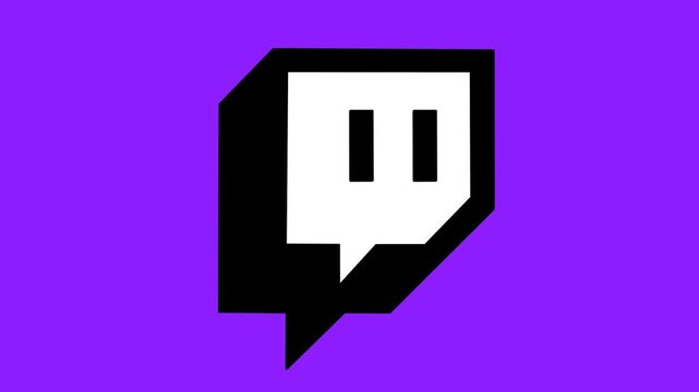 glitch effect twitch streaming logo animation on purple background