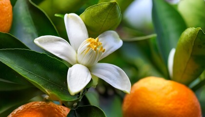 Orange Blossom Close Up With Fruit