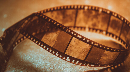 Blank grained and scratched film strip texture background. old film effect