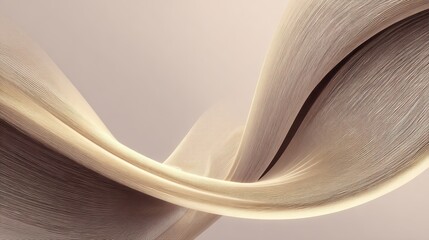 Elegant Abstract Wave Forms - Soft Beige and Gold Tones, Flowing Lines, Artistic Composition.