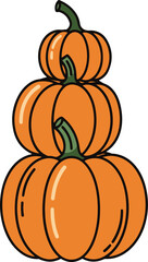  A vibrant illustration of three pumpkins stacked on top of each other, evoking the spirit of autumn and harvest celebrations. 