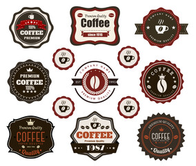 Coffee labels collection with vintage decor and flat shapes
