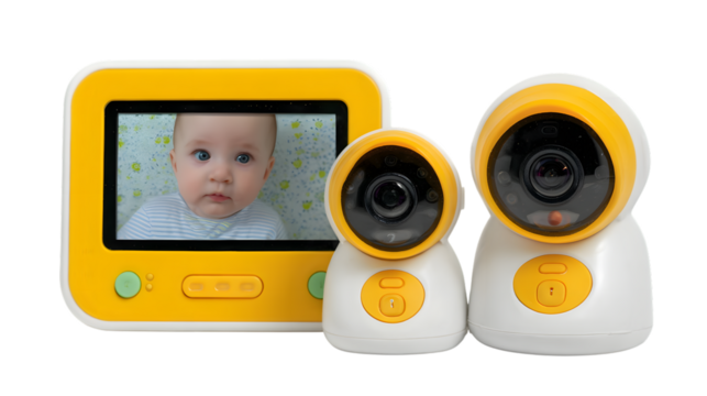 Baby monitor system with display on transparent png background - Powered by Adobe