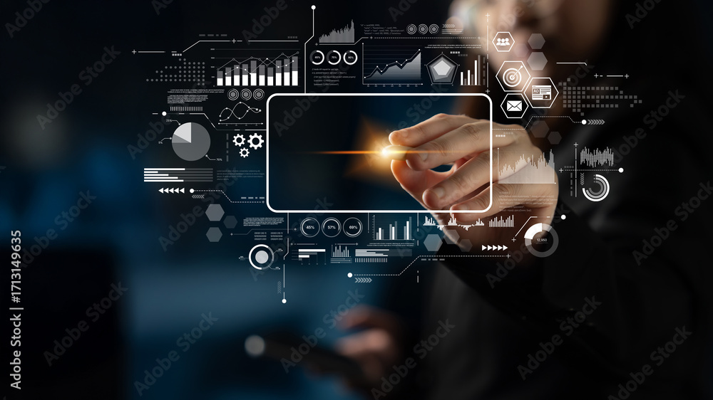 Fototapete data analytics and big data strategy for real-time analytics, predictive data modeling, business int