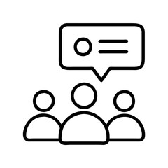 Community discussion forum group meeting people talking conversation social gathering icon vector