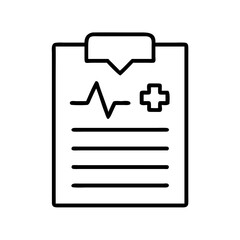 Medical clipboard with heartbeat and cross icon for healthcare and patient record concept design