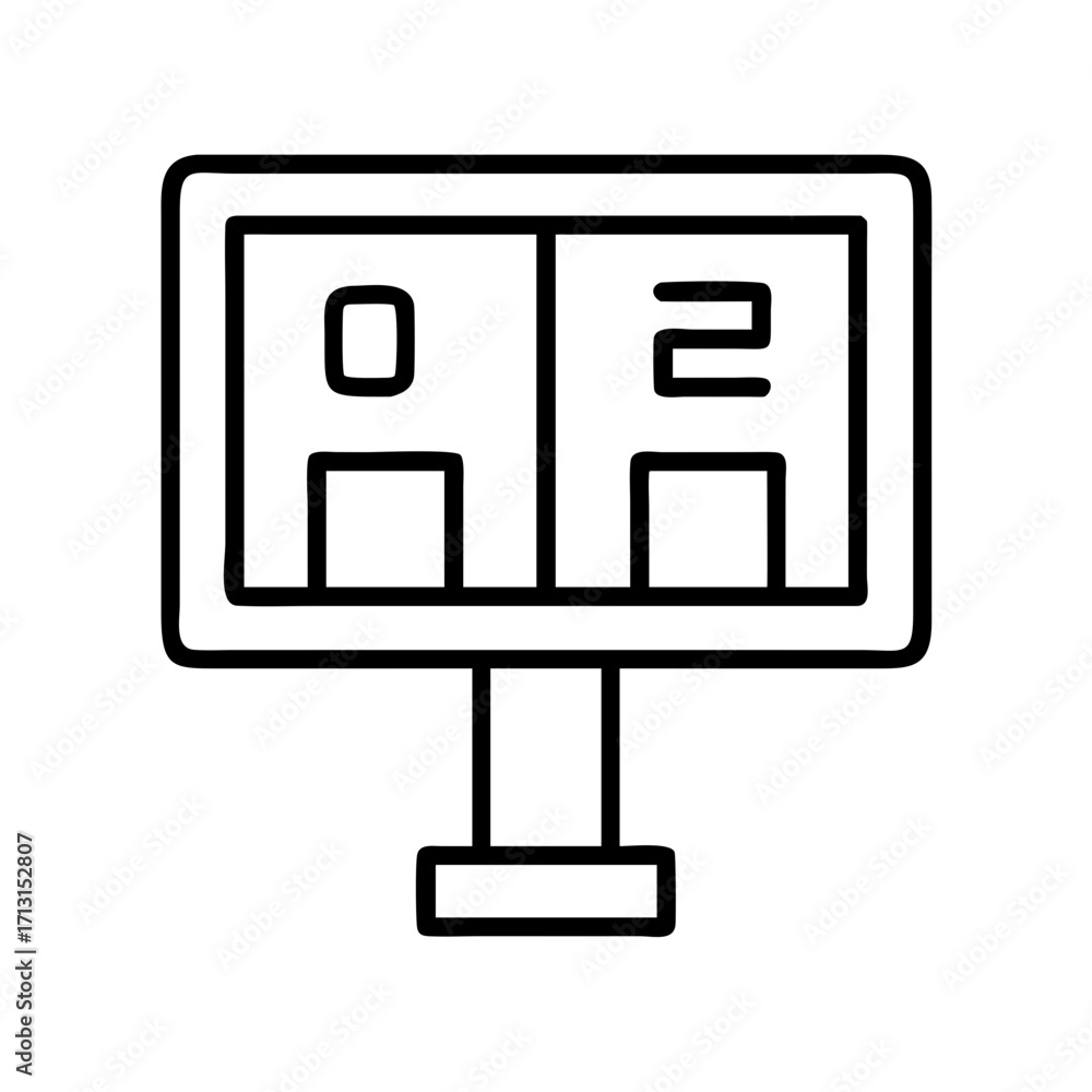 Poster scoreboard outline icon vector illustration for sports events and game results display design concep