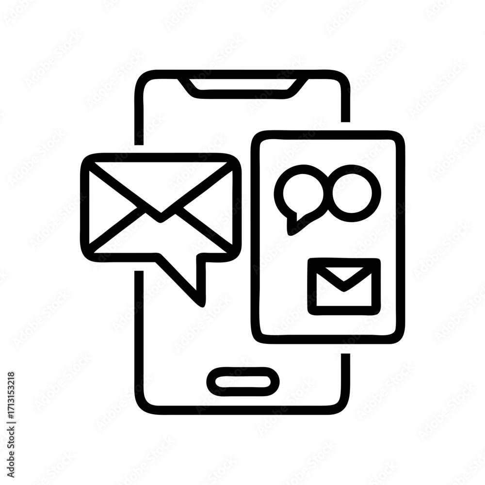 Poster mobile phone communication concept with message and chat notifications vector illustration