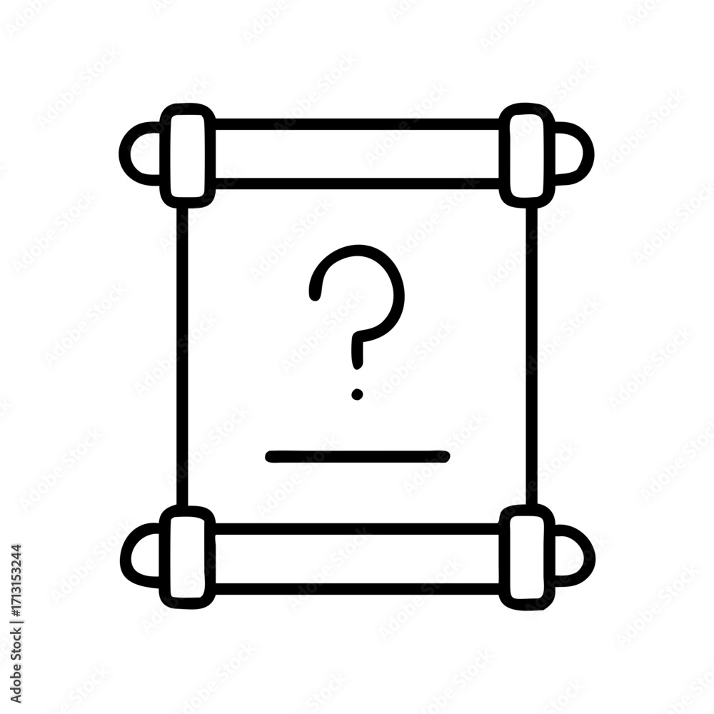 Poster vector graphic of mystery scroll with question mark for web design and ui elements resource