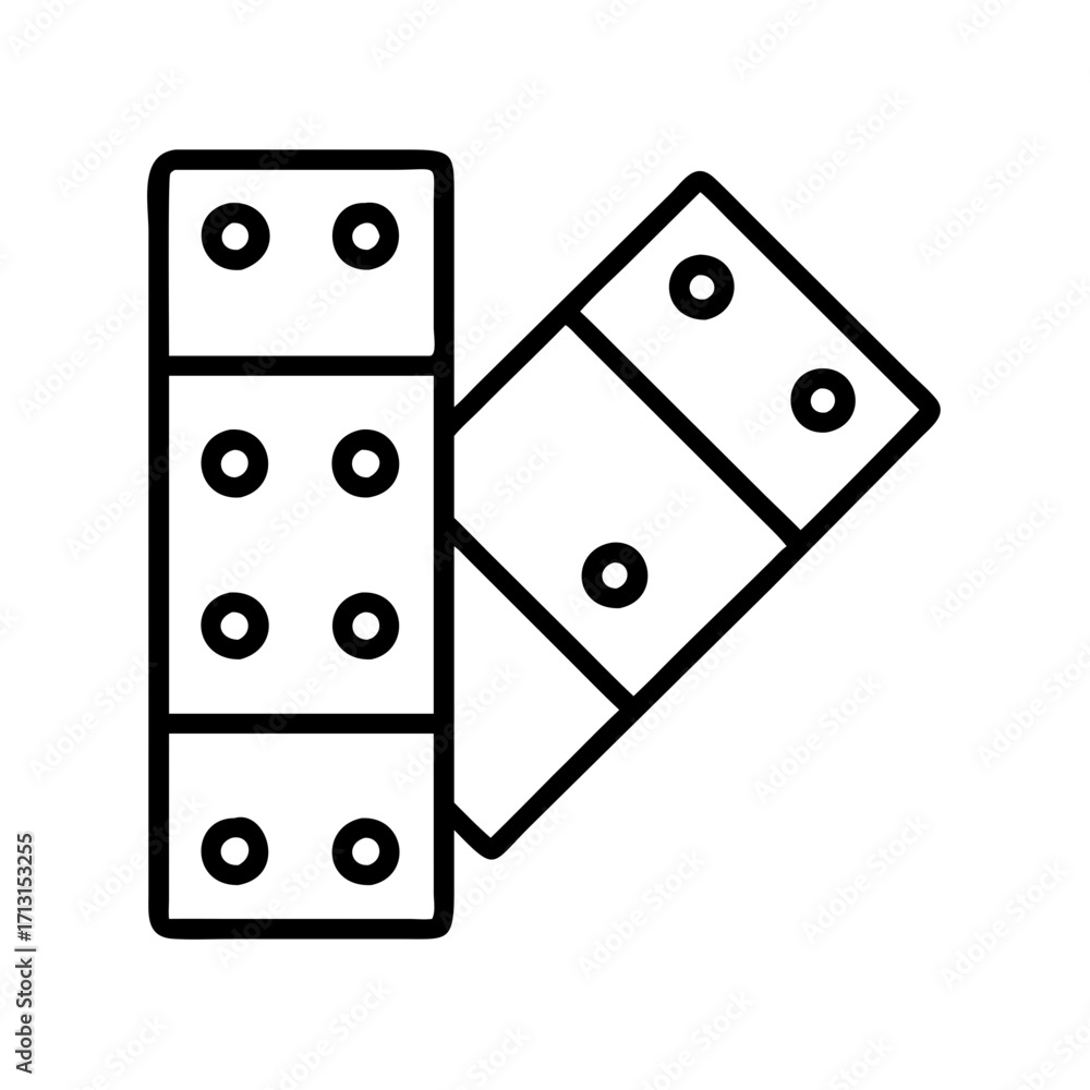Poster dominoes game pieces vector illustration for board game design and tile based puzzle games icon set