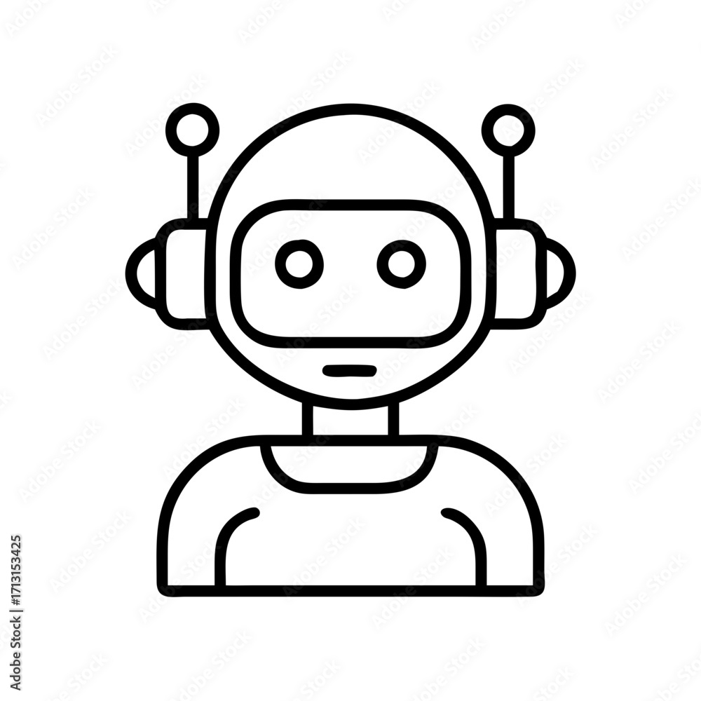 Poster vector illustration of a cute robot icon artificial intelligence ai chatbot assistant design