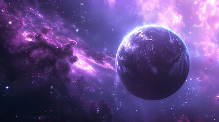 Fototapeta premium Surreal glowing planet in deep space 