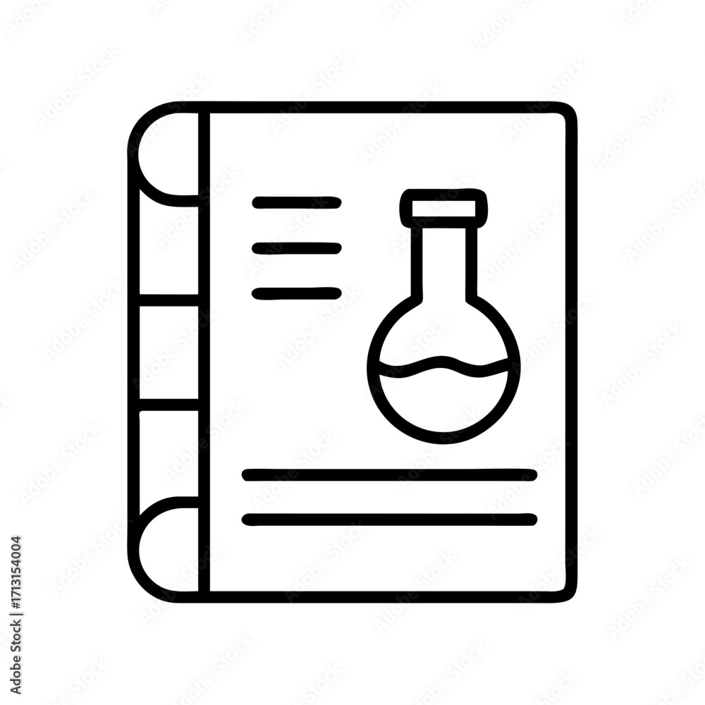 Poster science textbook with chemistry flask experiment lab report education and learning guide book
