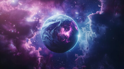 Obraz premium Surreal glowing planet in deep space 