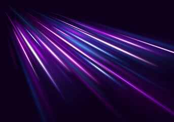 Glowing lines and wavy streaks on neon road with sparkling effects. 