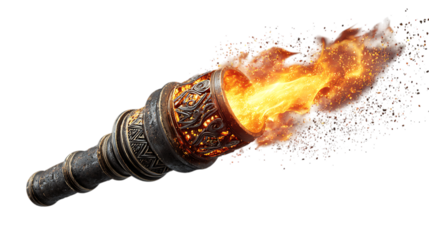 Burning flame touch head with grunge isolated on white background