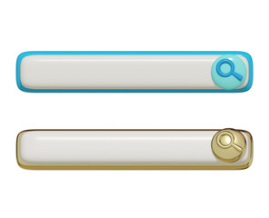 3d search bar Internet browser engine. Gold and blue search bar