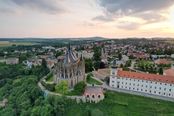 Kutna Hora aerial view of town with Saint Barbara's Church that is a UNESCO world heritage site,Czech Republic. Historic center of Kutna Hora,Bohemia Europe.