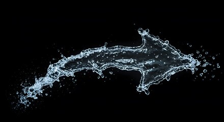 Obraz premium Dynamic Water Splash Forming an Arrow Shape on Black Background