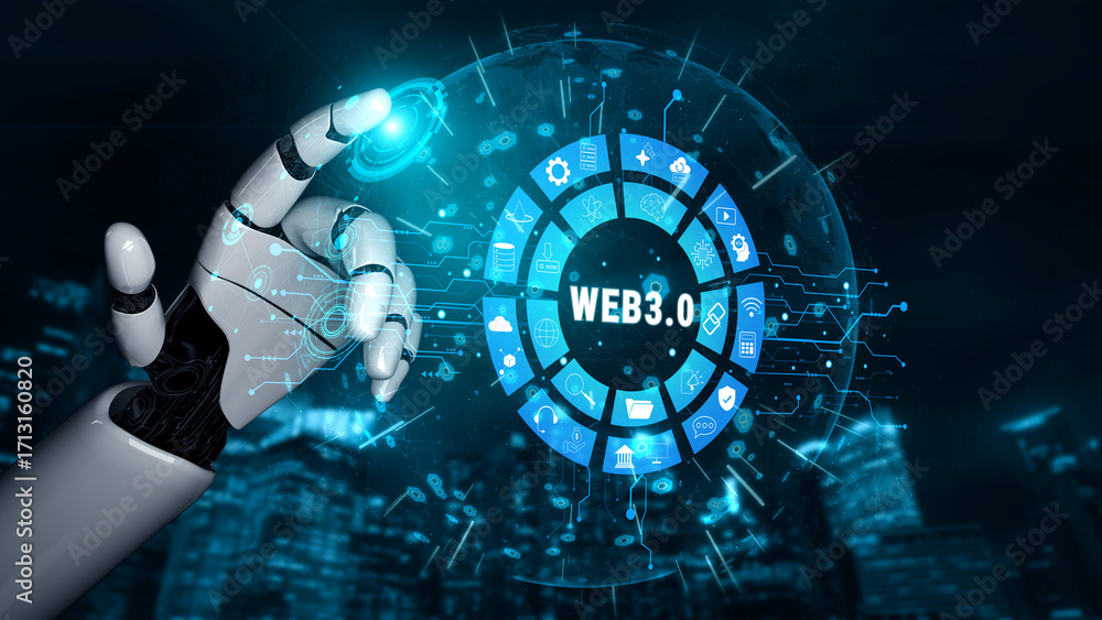 Poster ai integration in the web 3.0 technology ecosystem and its digital applications. an interface showca
