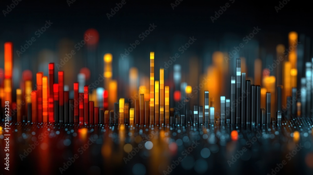 Poster vibrant abstract digital visualization of data metrics