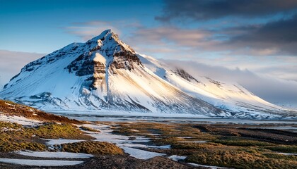 Snow Covered Mountain In Iceland